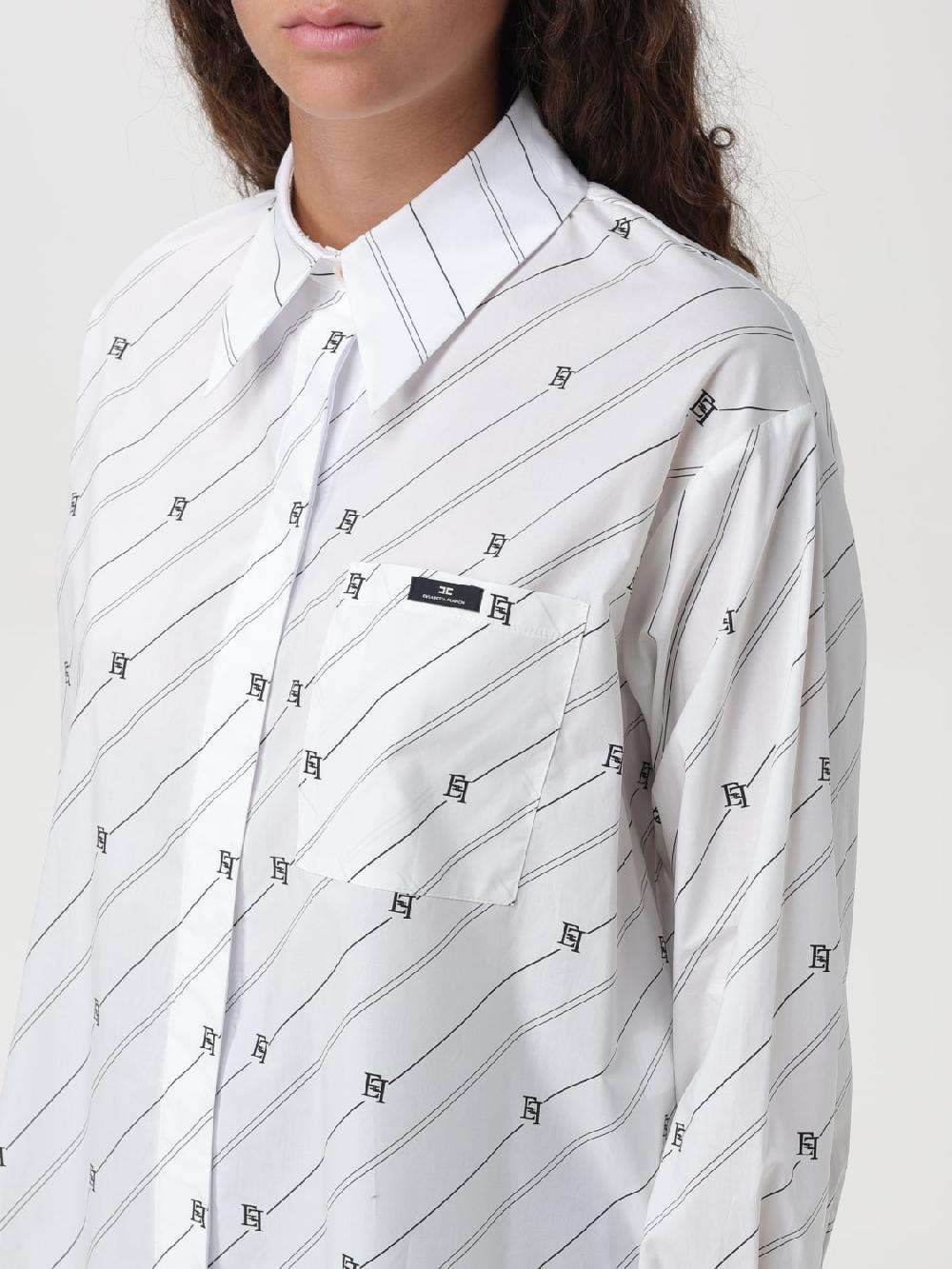 Giglio Camicia Elisabetta Franchi in popeline con stampa logo 2025