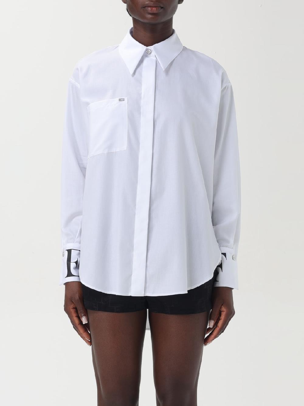 Giglio Camicia in popeline con logo sui polsi Elisabetta Franchi