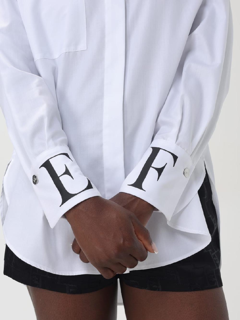 Giglio Camicia in popeline con logo sui polsi Elisabetta Franchi Nuovo