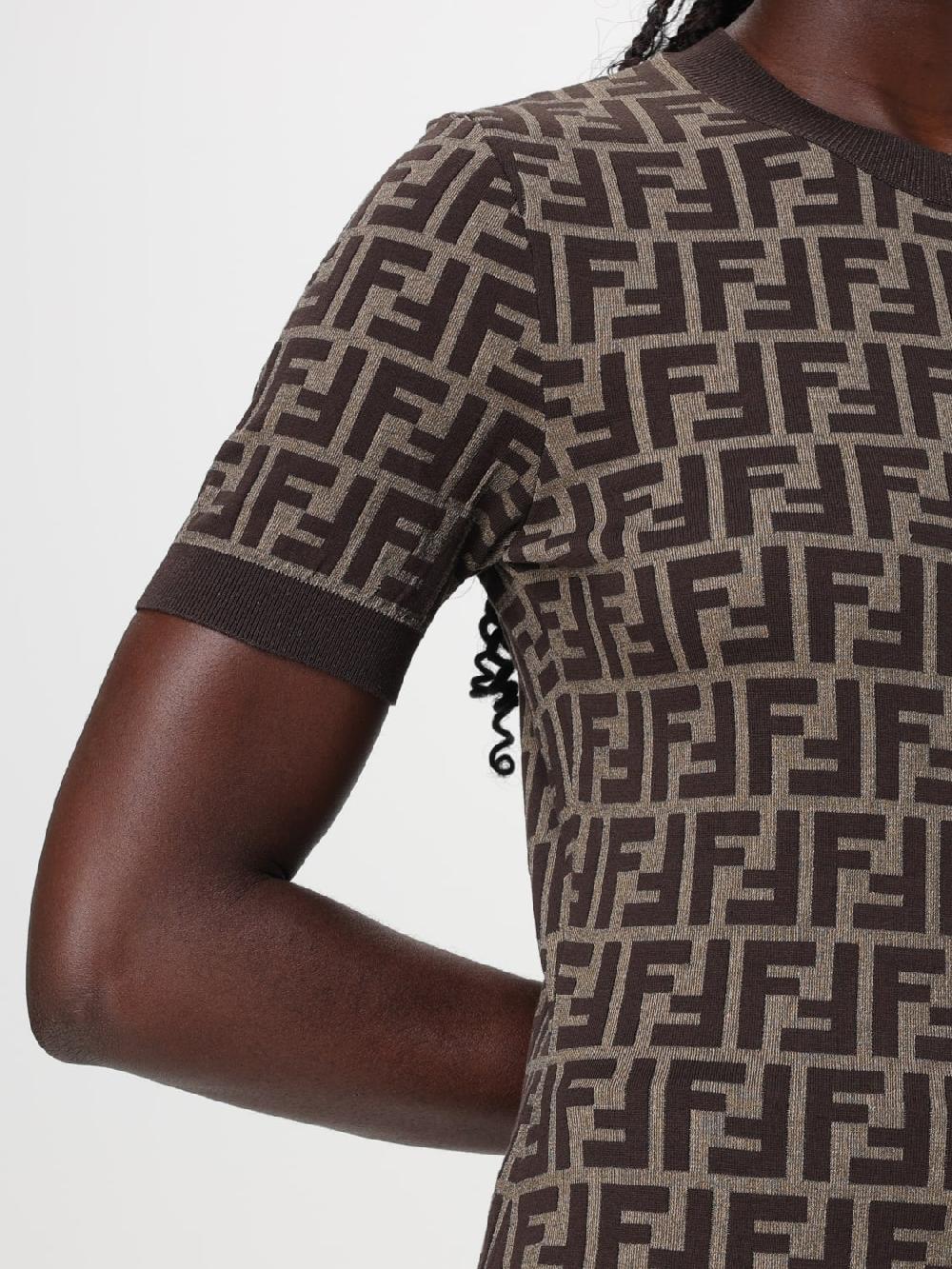 Giglio Top a girocollo in cotone FF Fendi Spedizione Gratuita