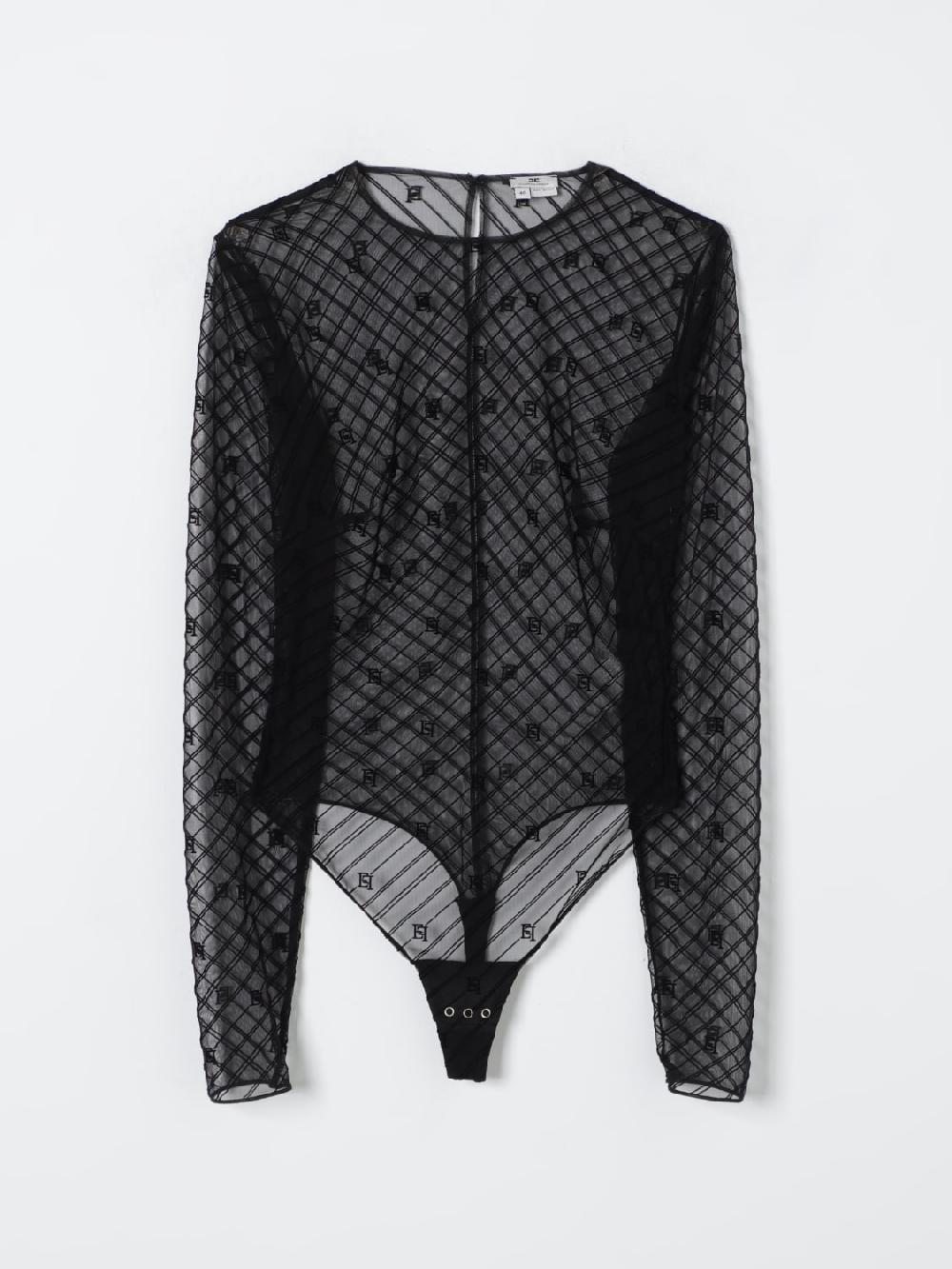 Giglio Body in tulle flock disegno diagonale Elisabetta Franchi Offerta Pasqua