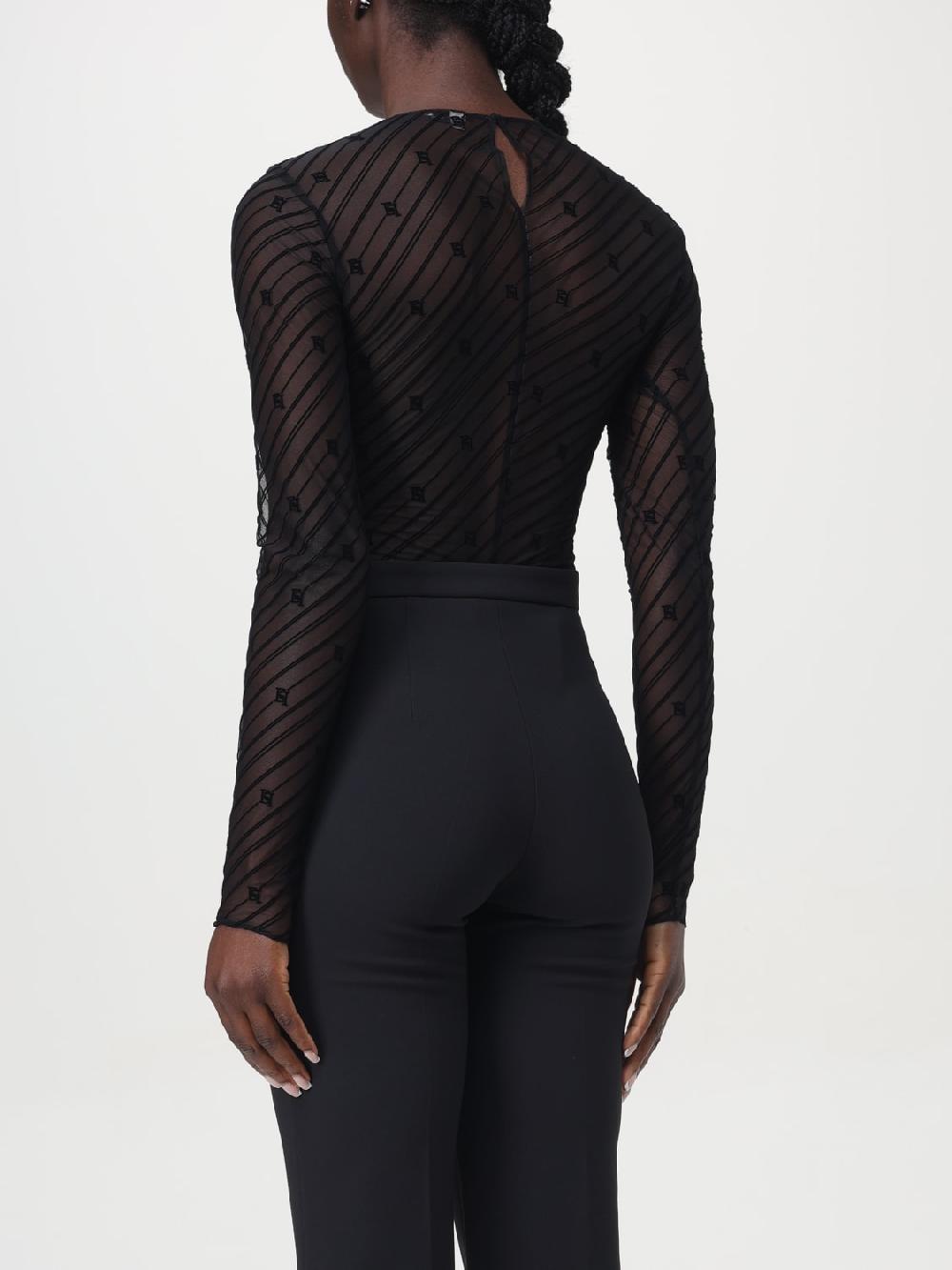 Giglio Body in tulle flock disegno diagonale Elisabetta Franchi Offerta Pasqua