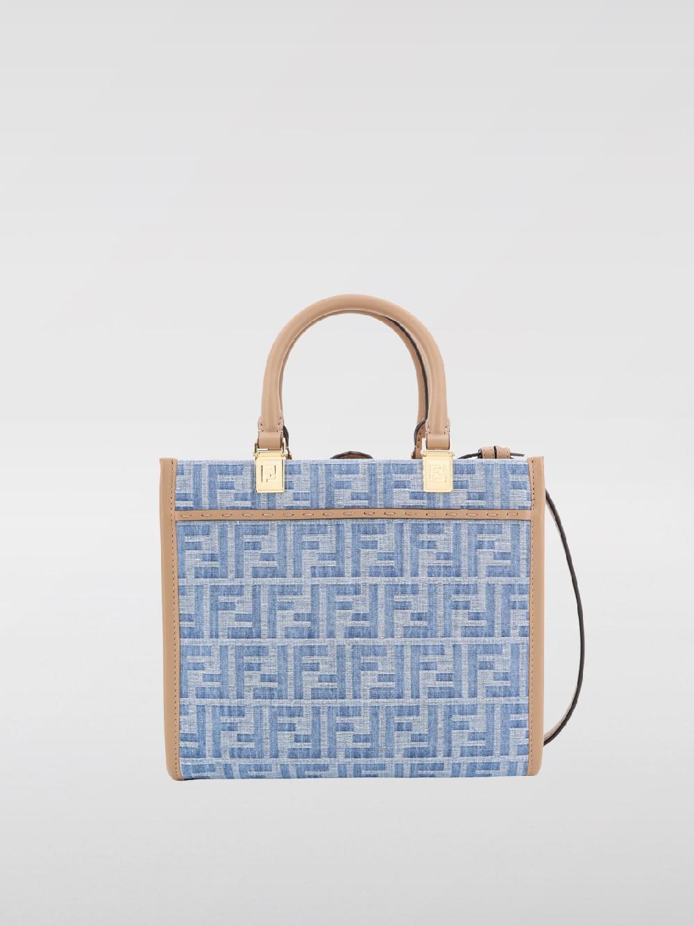 Giglio Borsa Sunshine Fendi in denim con monogram FF all over Fino Al -60%