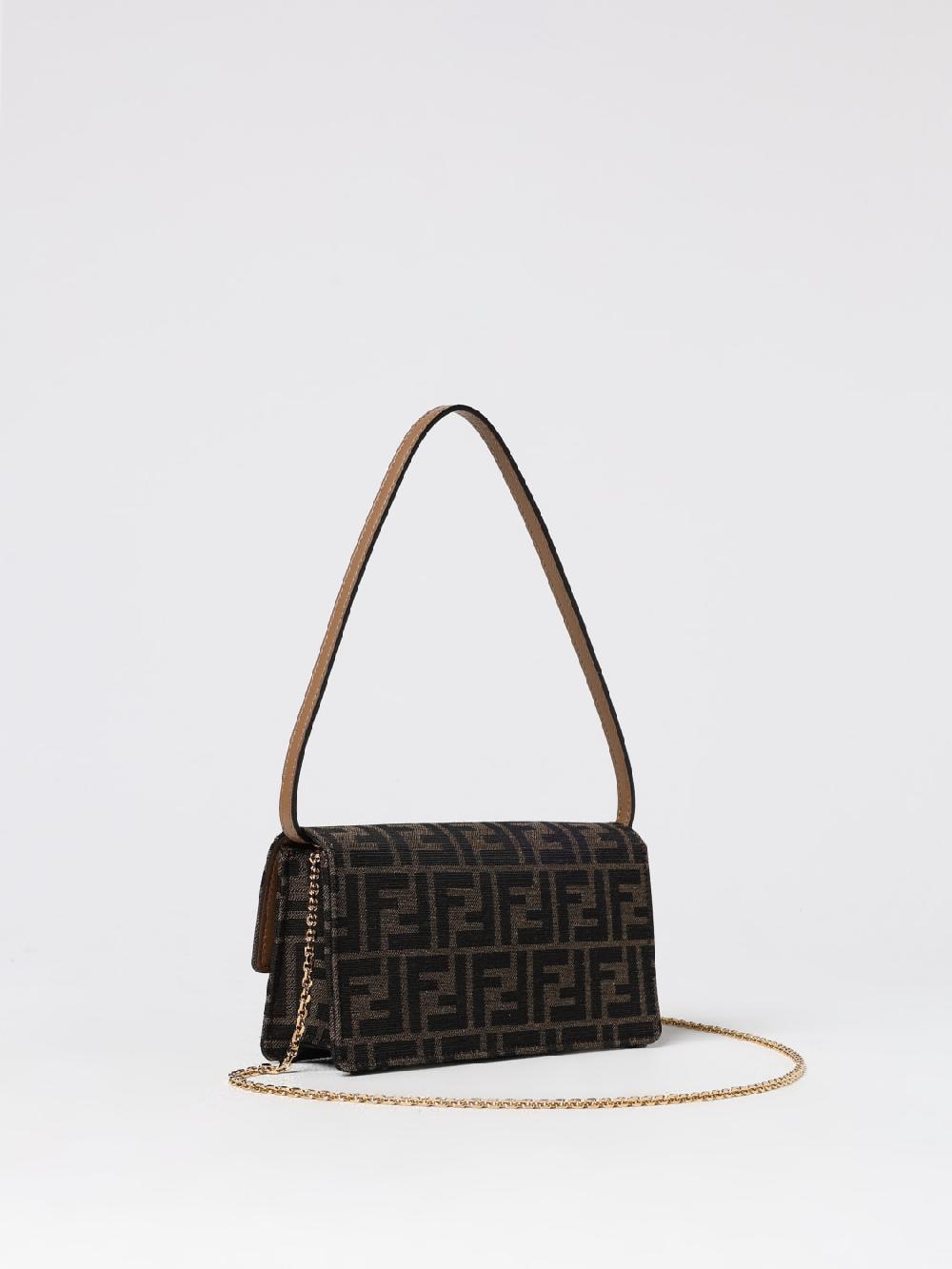 Giglio Borsa wallet On Chain Baguette Fendi in tessuto jacquard e pelle Prezzo Ridotto