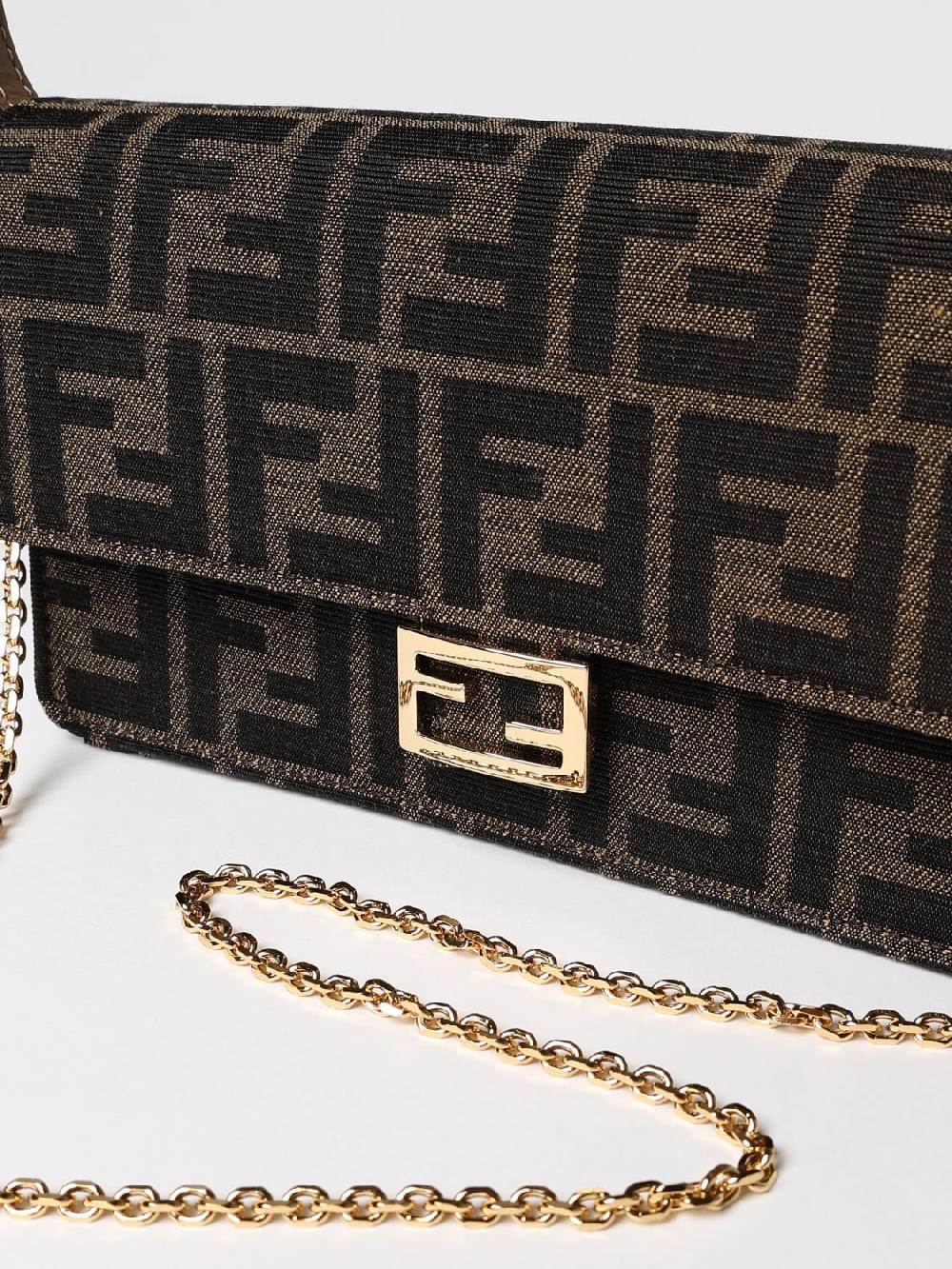 Giglio Borsa wallet On Chain Baguette Fendi in tessuto jacquard e pelle Prezzo Ridotto