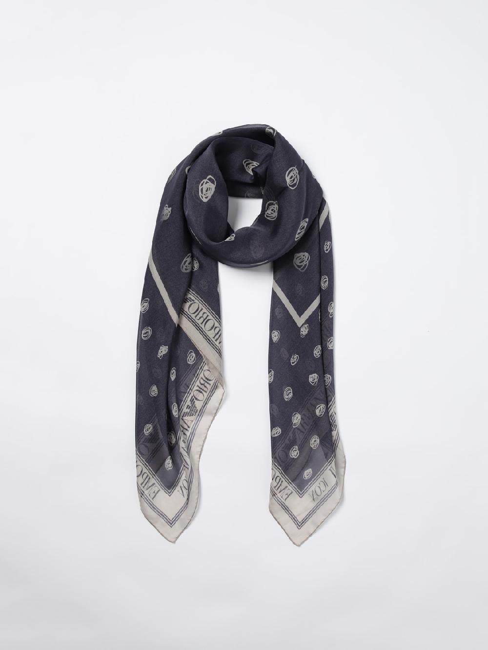 Giglio Foulard Emporio Armani in seta con logo jacquard Moda