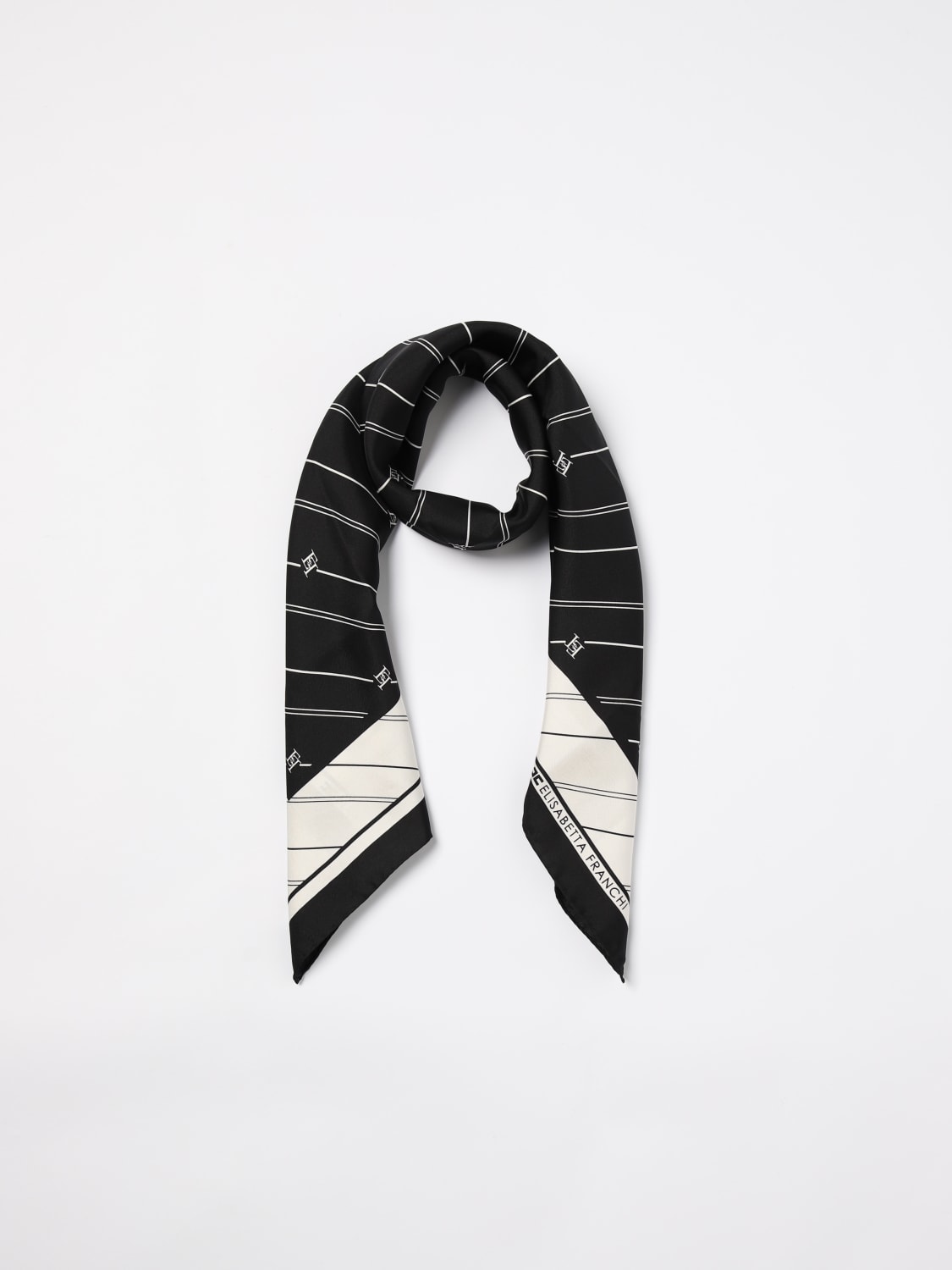 Giglio Foulard Elisabetta Franchi in seta con logo jacquard Spedizione Gratuita