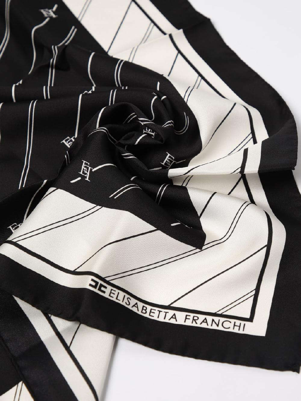 Giglio Foulard Elisabetta Franchi in seta con logo jacquard Spedizione Gratuita