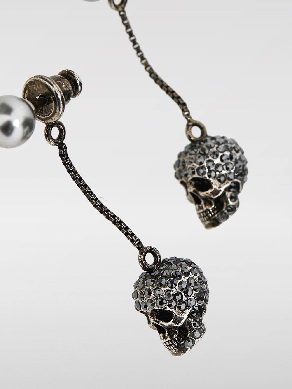Giglio Orecchini Skull Alexander McQueen in ottone con strass In Saldo