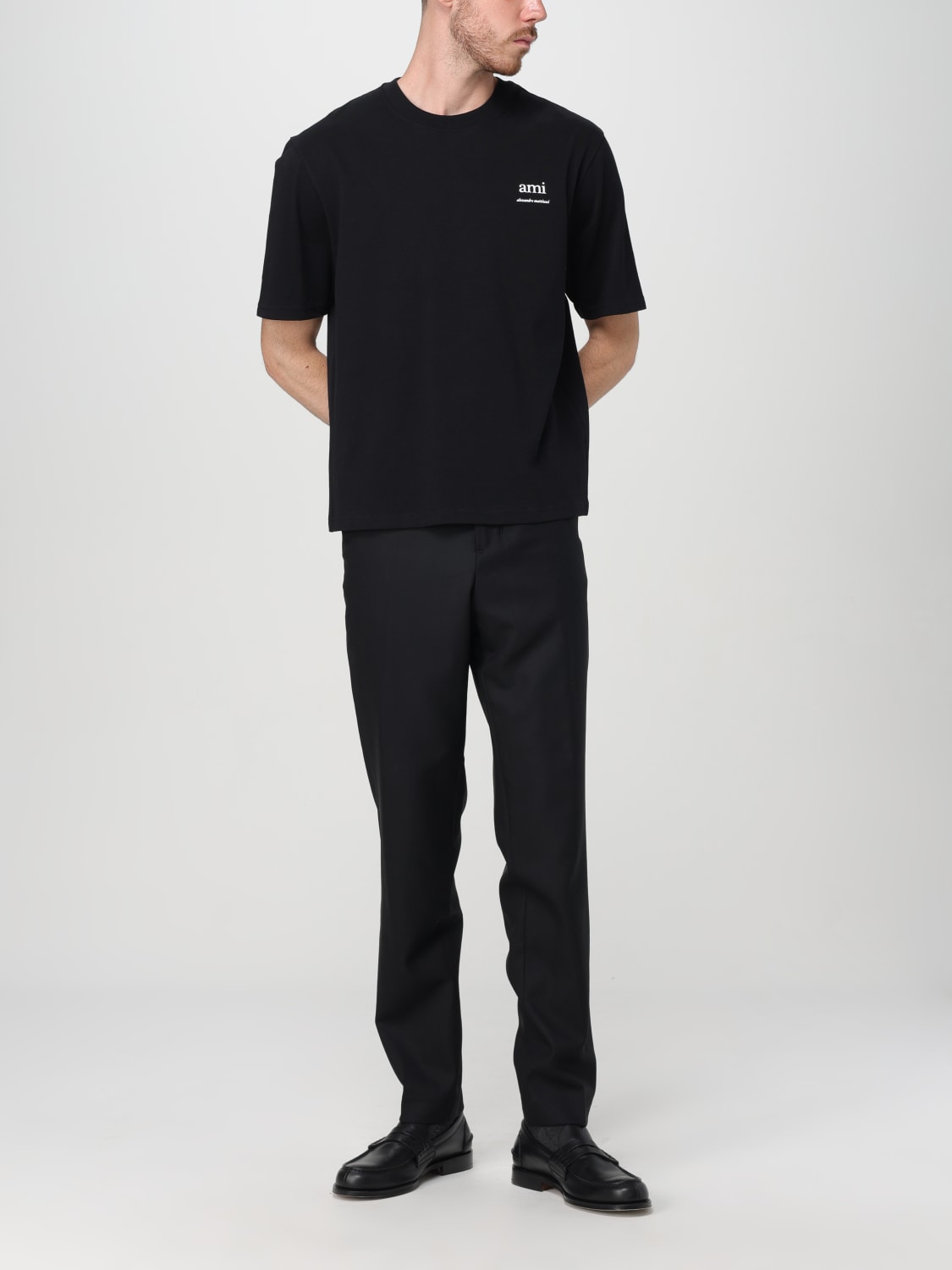 Giglio T-shirt in cotone con logo Ami Paris Vendite Flash