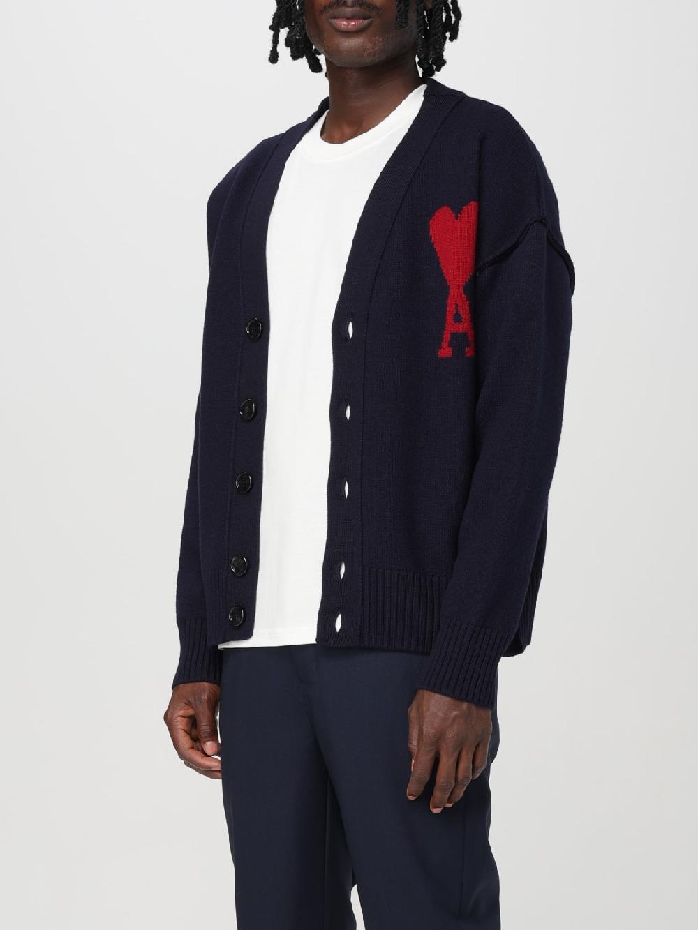 Giglio Cardigan a v con maxi logo Ami Paris Negozi Online