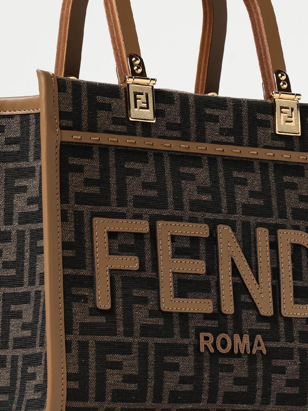 Giglio Borsa Sunshine Fendi in tessuto jacquard FF e pelle In Saldo