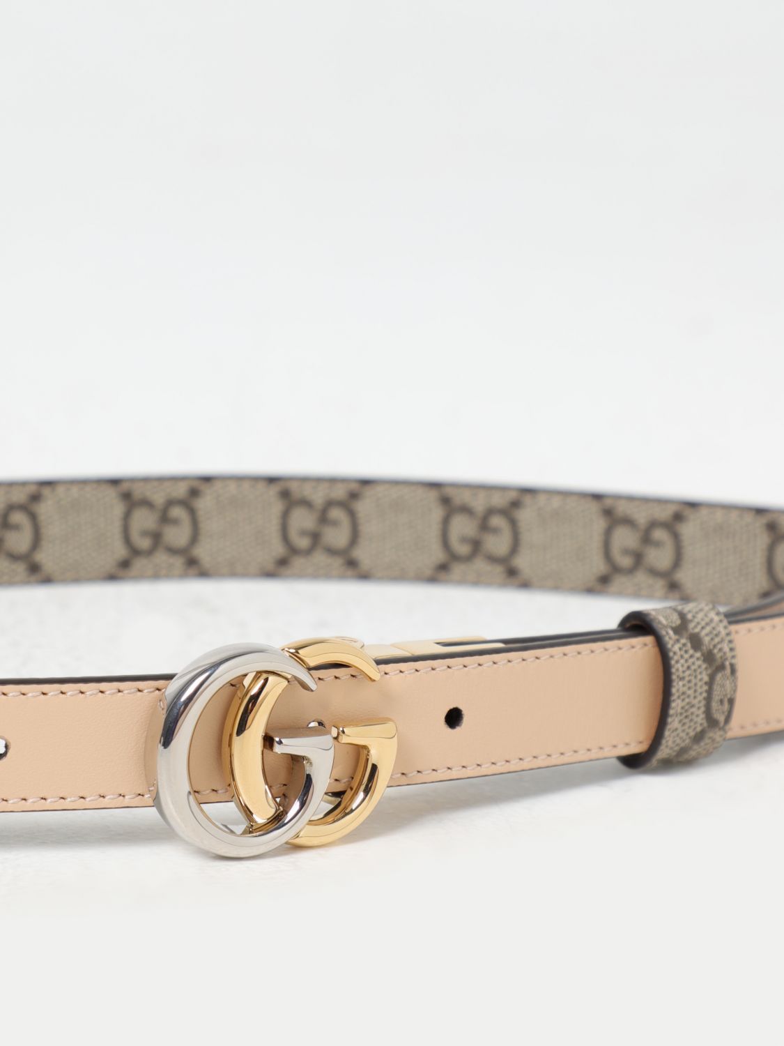 Giglio Cintura Marmont Gucci reversibile in pelle e tessuto GG Supreme In Saldo