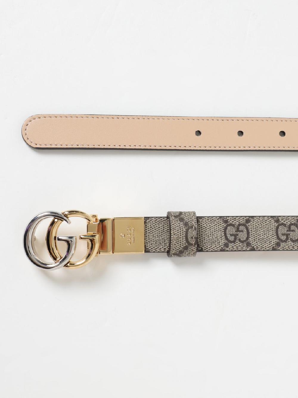 Giglio Cintura Marmont Gucci reversibile in pelle e tessuto GG Supreme In Saldo