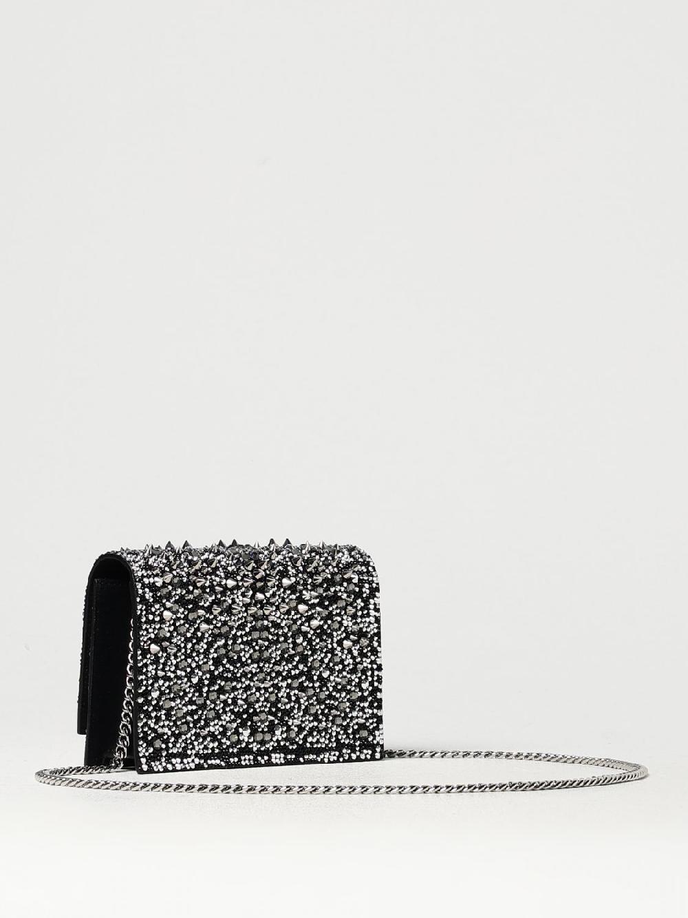 Giglio Borsa Skull Alexander McQueen in camoscio con strass e borchie all over Liquidazione