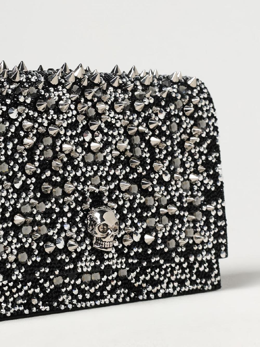 Giglio Borsa Skull Alexander McQueen in camoscio con strass e borchie all over Liquidazione