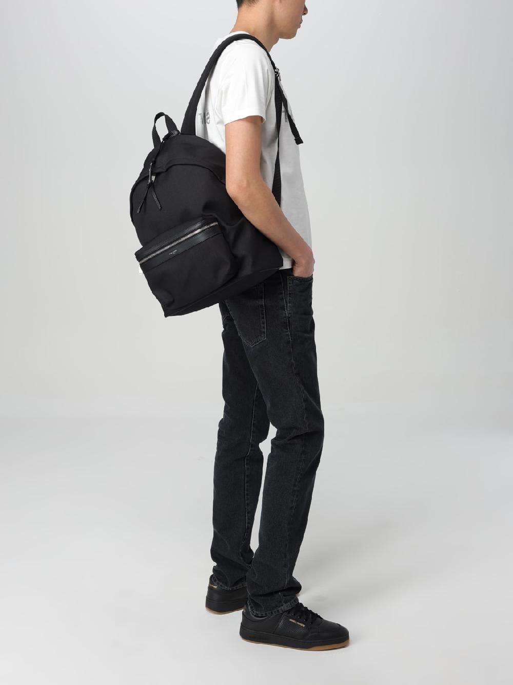 Giglio Zaino Saint Laurent in nylon e pelle Trasporto libero internazionale