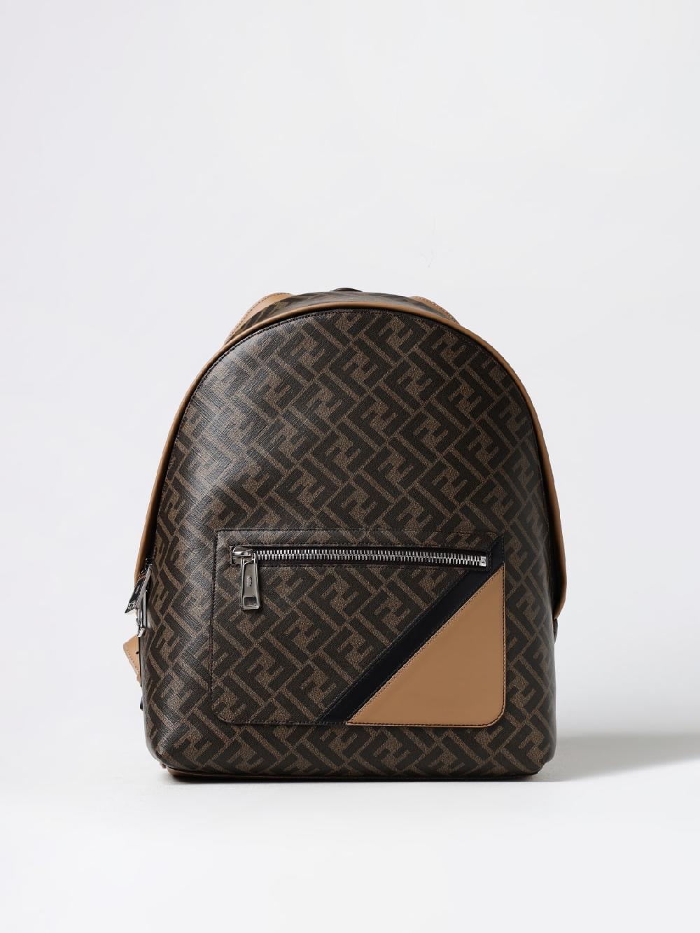Giglio Zaino Chiodo Diagonal Fendi in cotone spalmato FF e pelle Vendita