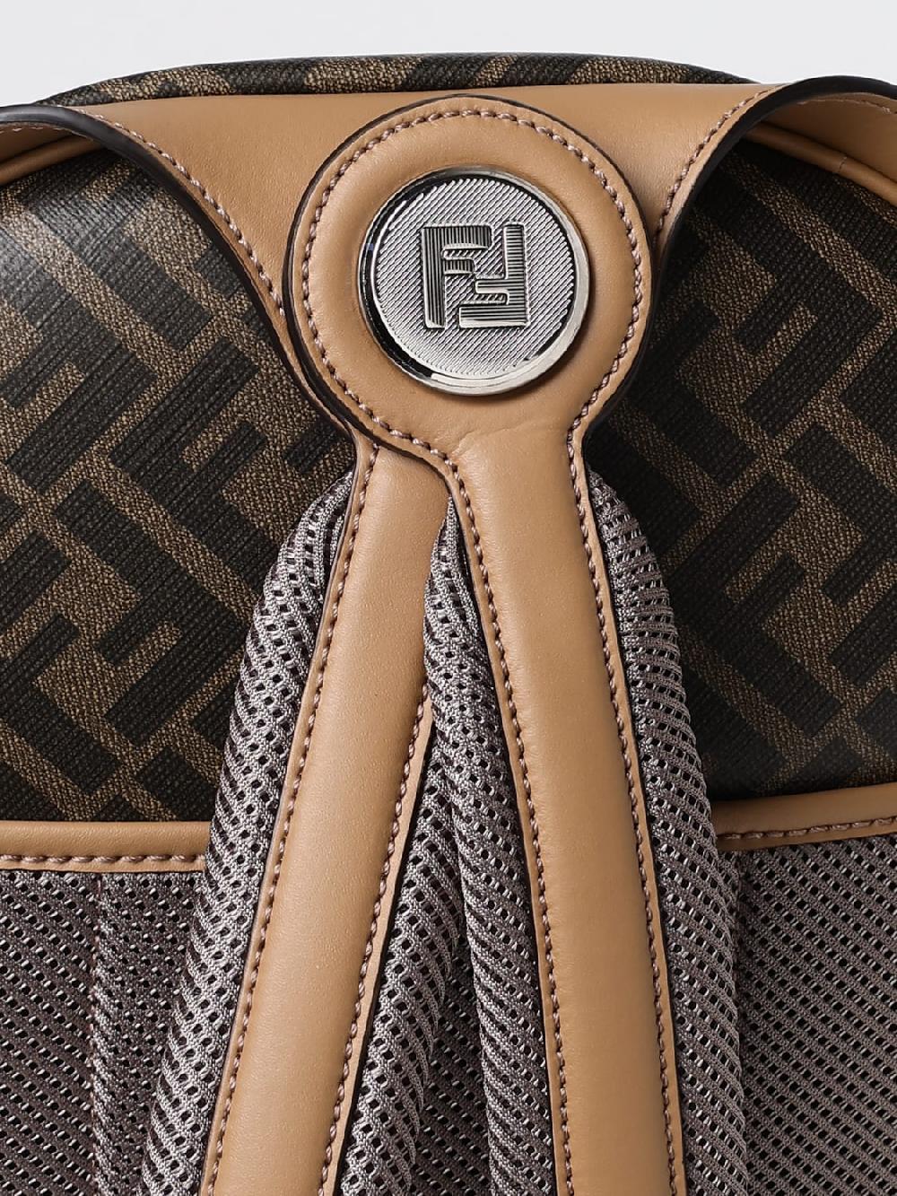 Giglio Zaino Chiodo Diagonal Fendi in cotone spalmato FF e pelle Vendita