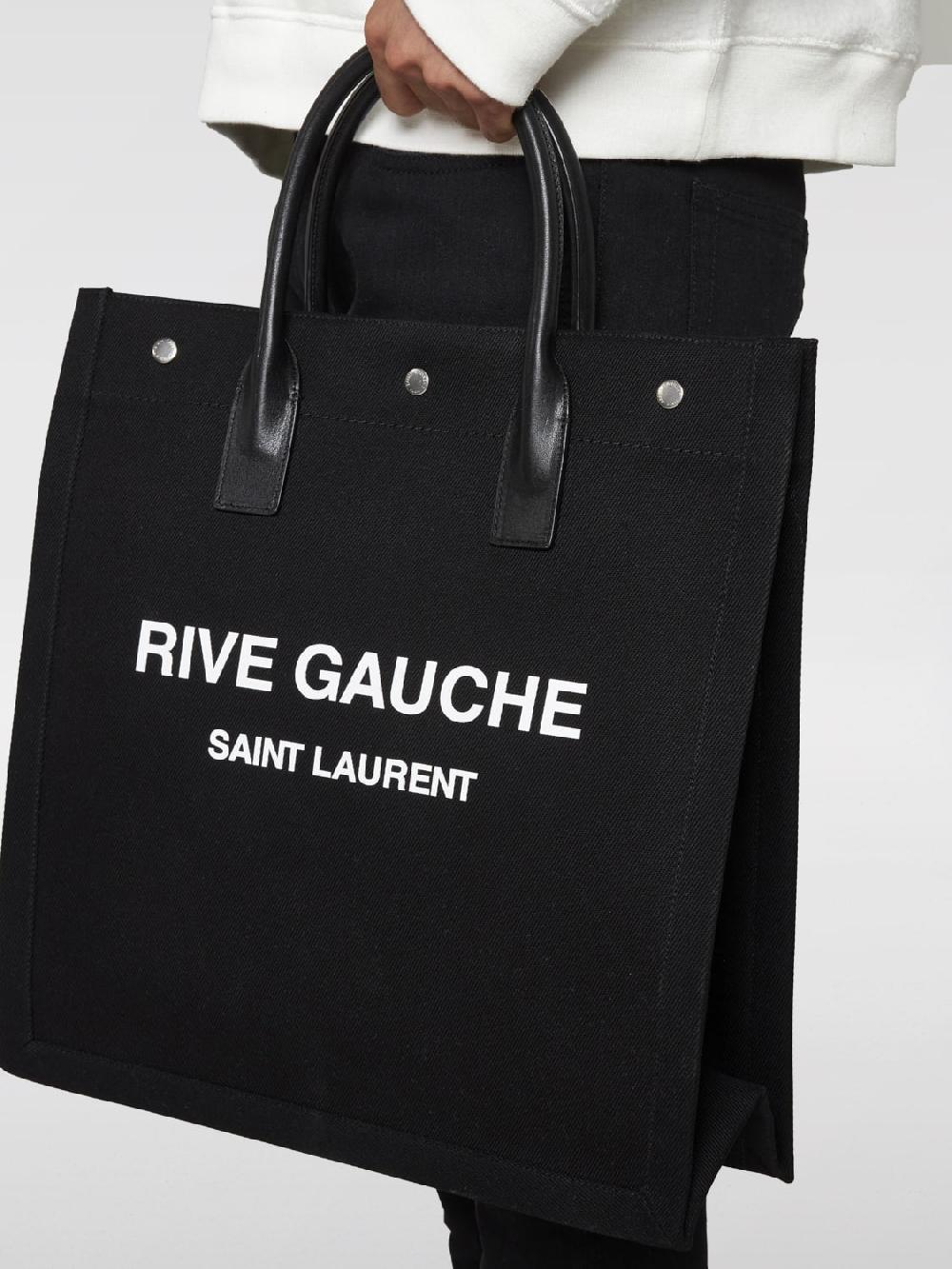 Giglio Borsa Rive Gauche North/South Saint Laurent in canvas di cotone Offerte