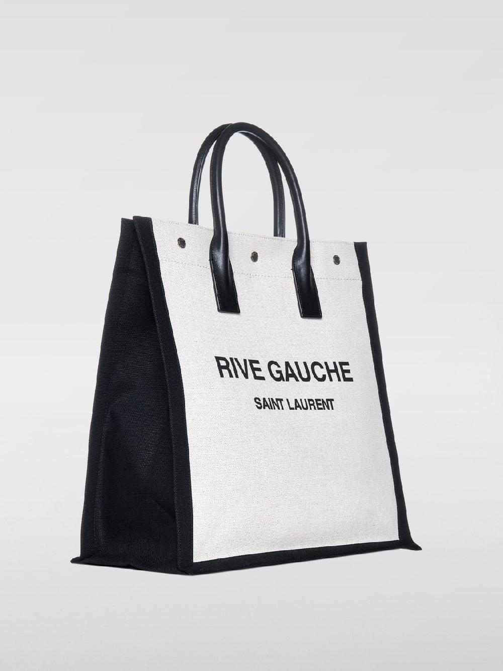 Giglio Borsa Rive Gauche North/South Saint Laurent in canvas di cotone Vendite Flash