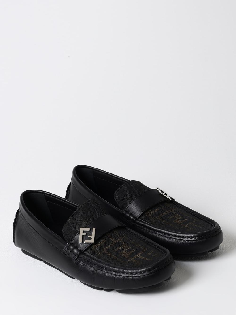 Giglio Mocassino Driver Fendi in pelle e tessuto monogram FF Novità