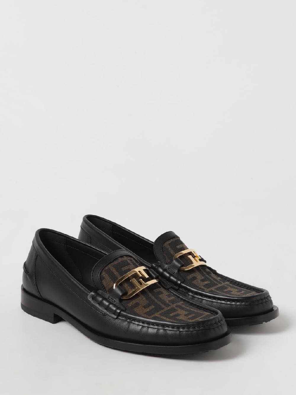 Giglio Mocassino Fendi in pelle e tessuto con monogram FF jacquard Sconto