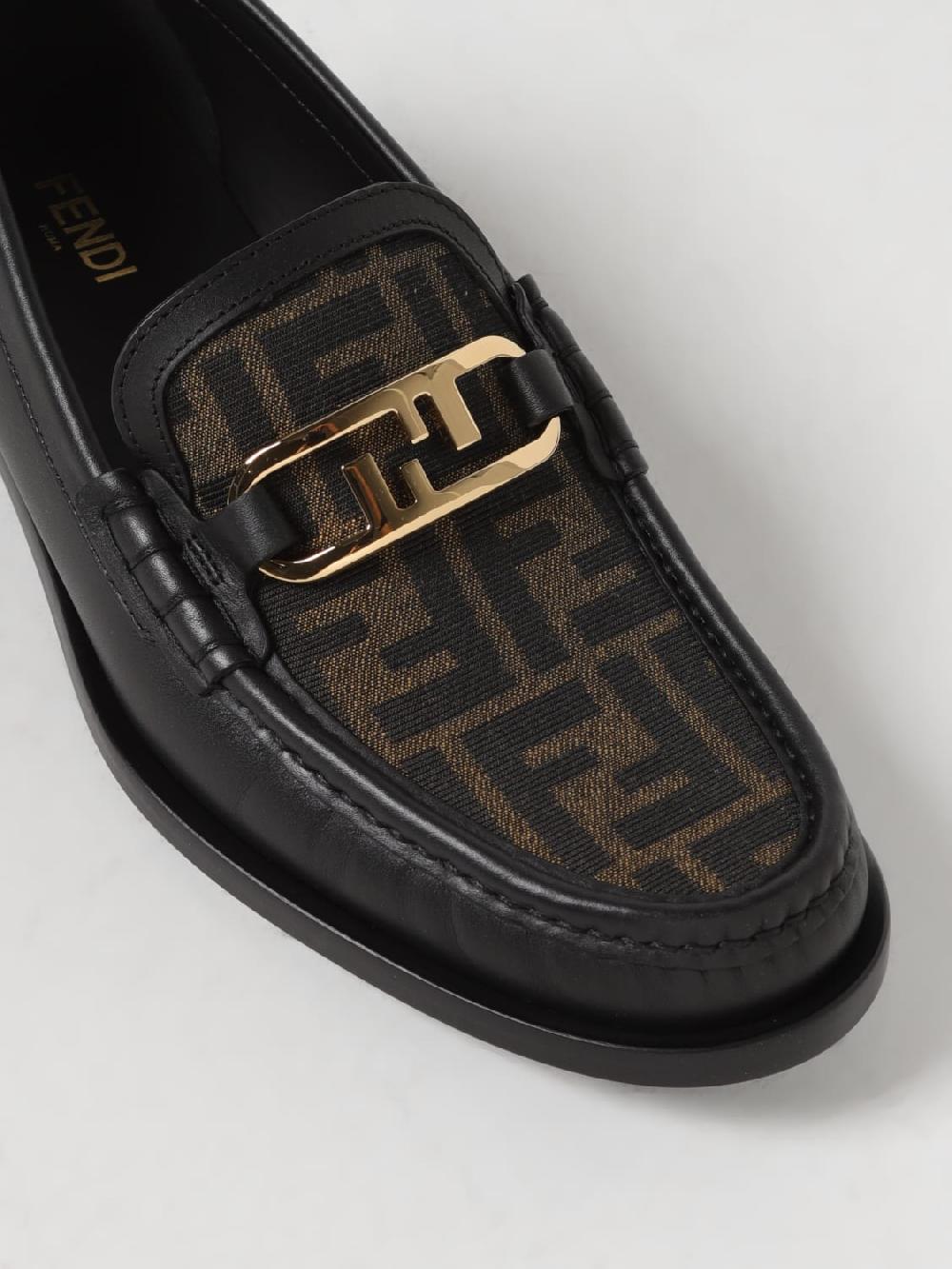 Giglio Mocassino Fendi in pelle e tessuto con monogram FF jacquard Sconto