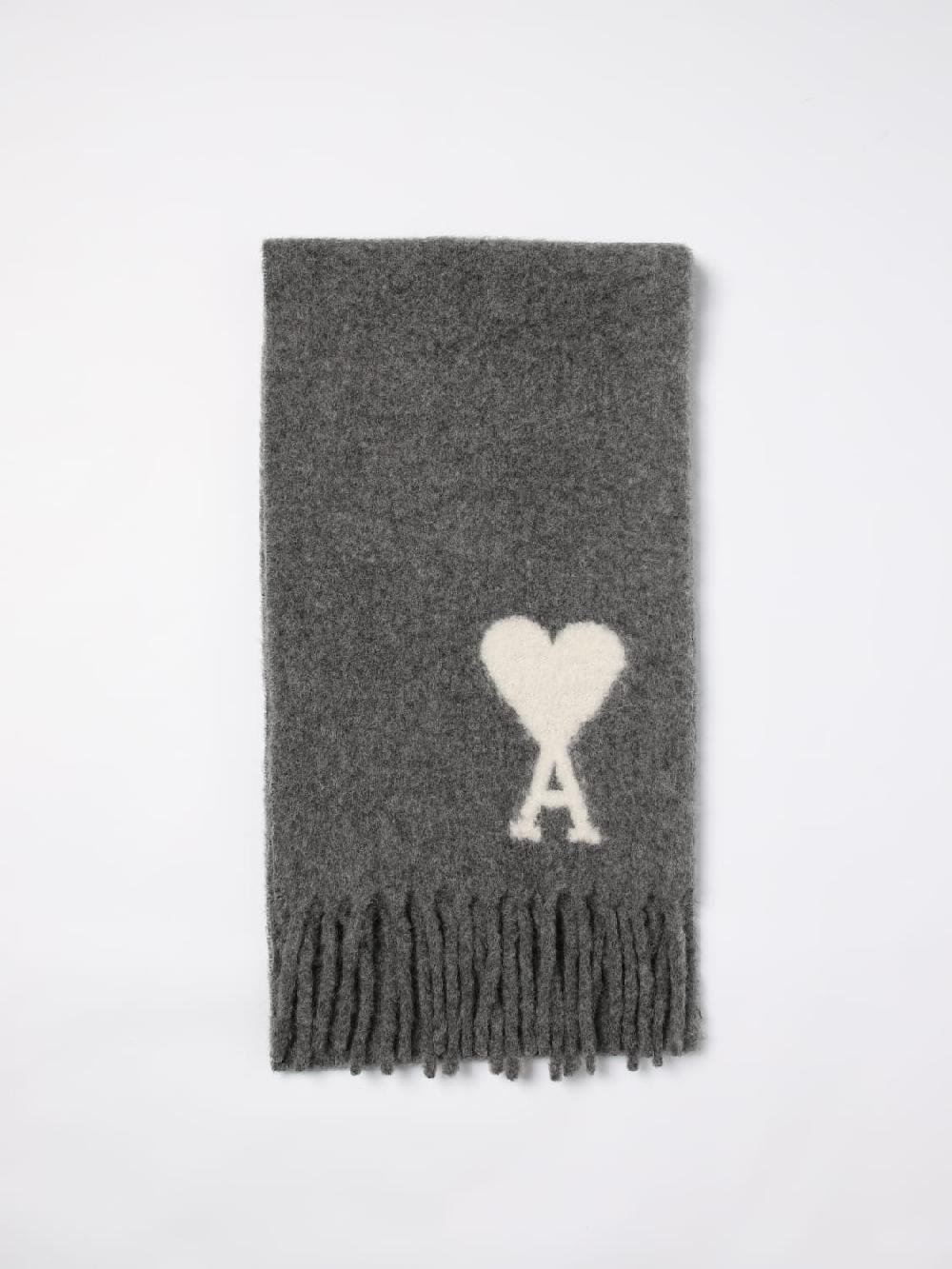 Giglio Sciarpa Ami Paris in lana di alpaca con logo jacquard Offerta per la Festa della Mamma