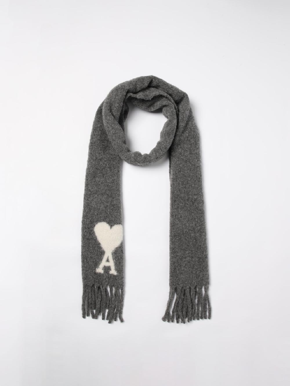 Giglio Sciarpa Ami Paris in lana di alpaca con logo jacquard Offerta per la Festa della Mamma