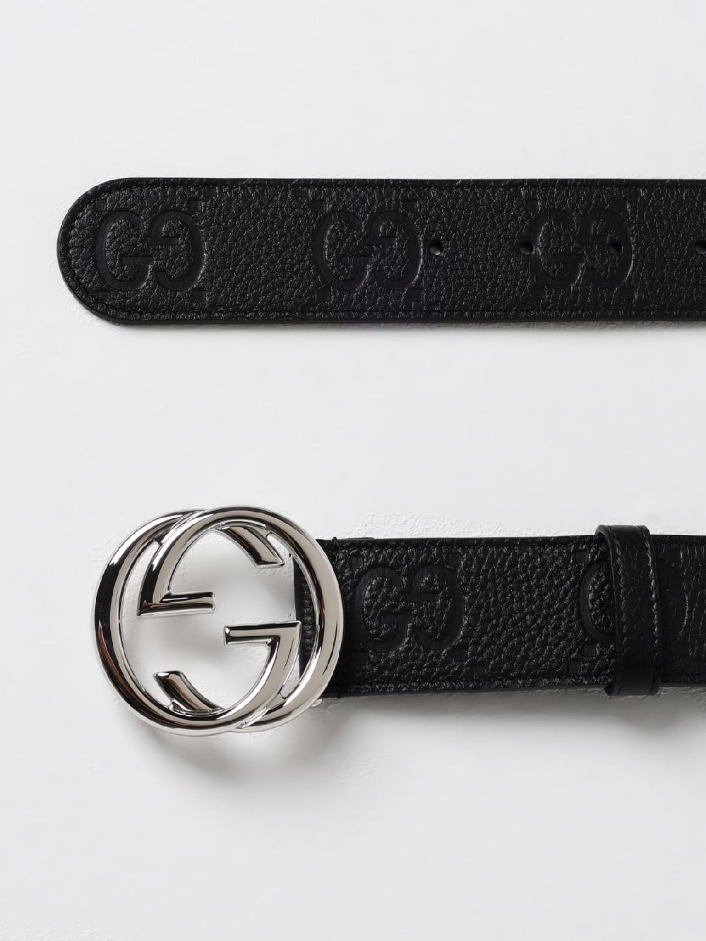 Giglio Cintura GG Gucci in pelle con monogram all over Offerta migliore