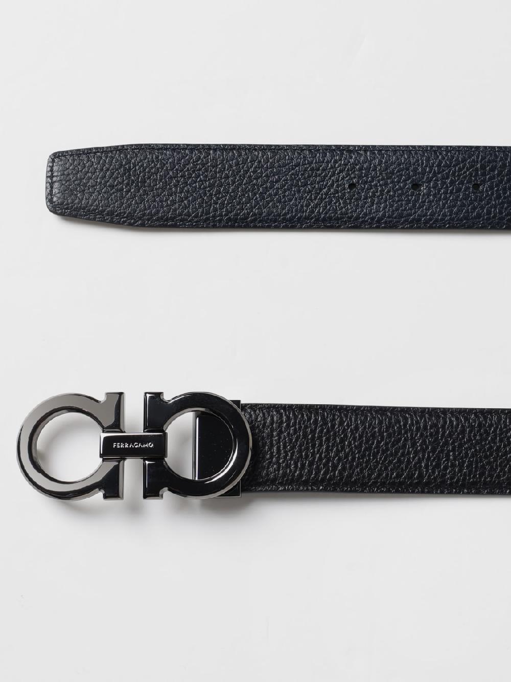 Giglio Cintura Gancini Ferragamo reversibile in pelle a grana Soddisfazione Garantita