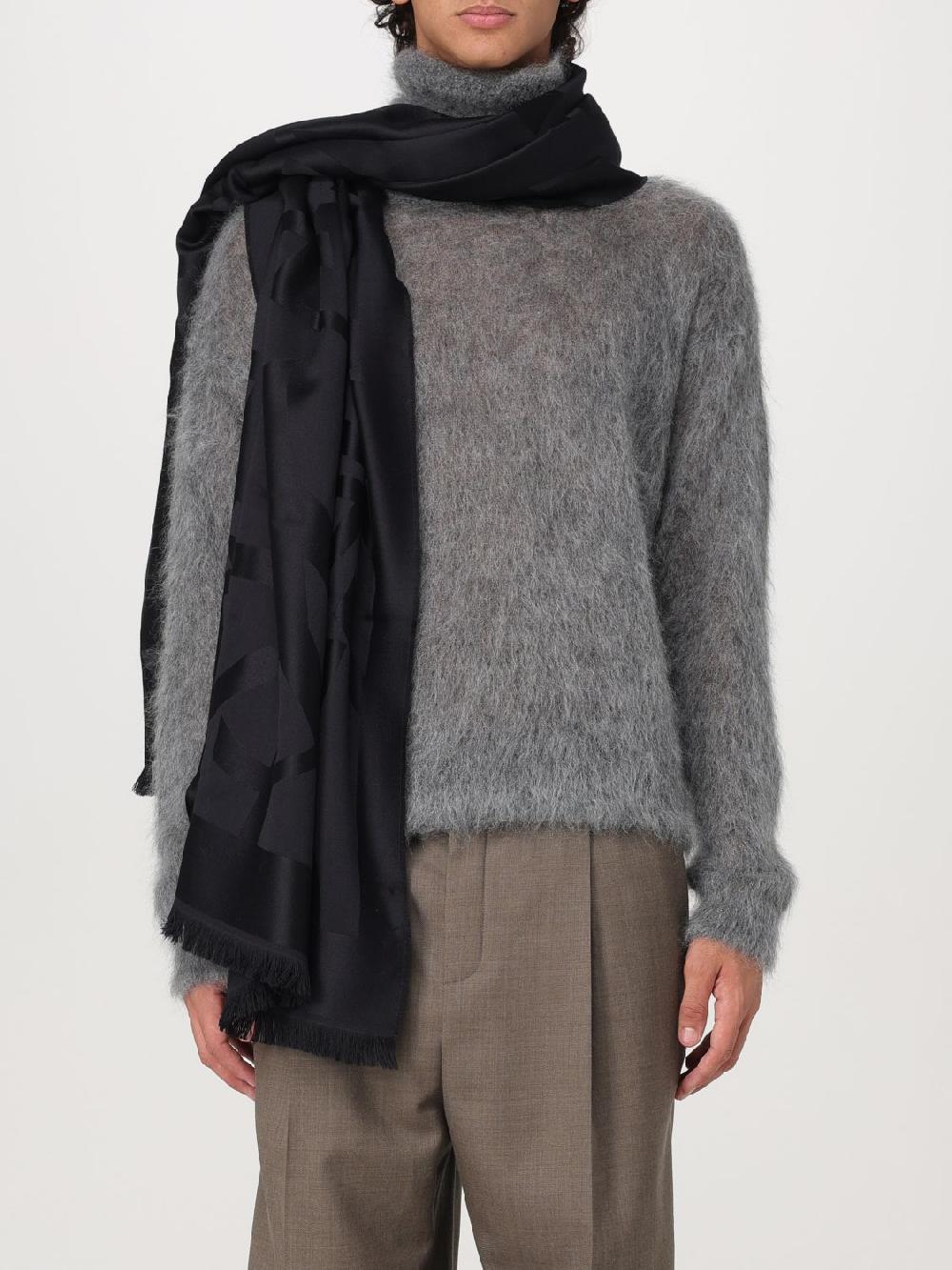Giglio Sciarpa Saint Laurent in lana con logo jacquard Prezzo di fabbrica