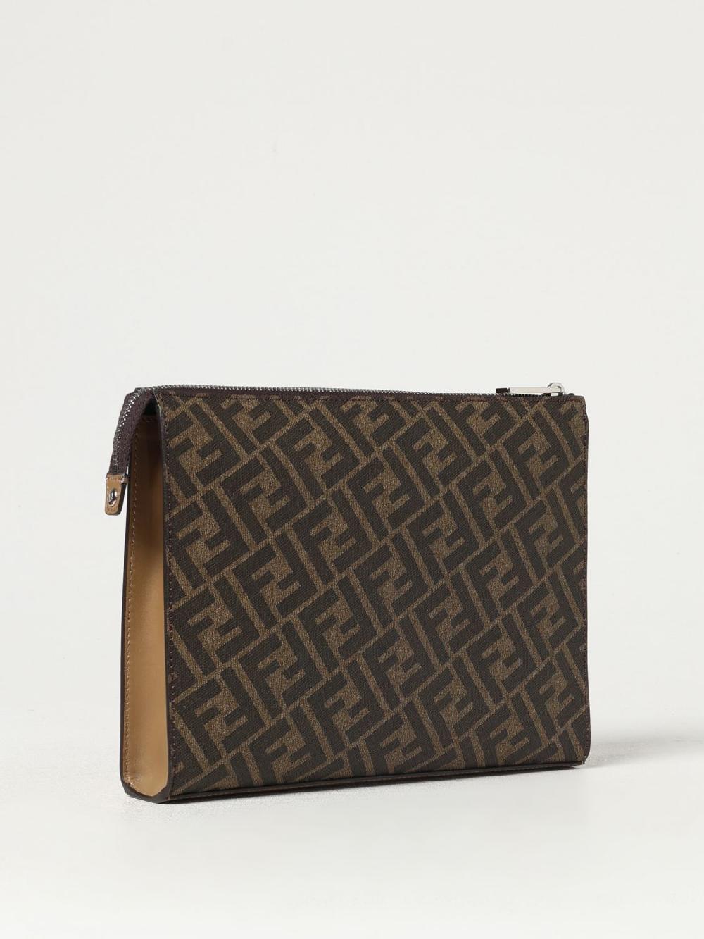 Giglio Clutch FF 1974 Fendi in pelle e cotone spalmato Ritorno libero