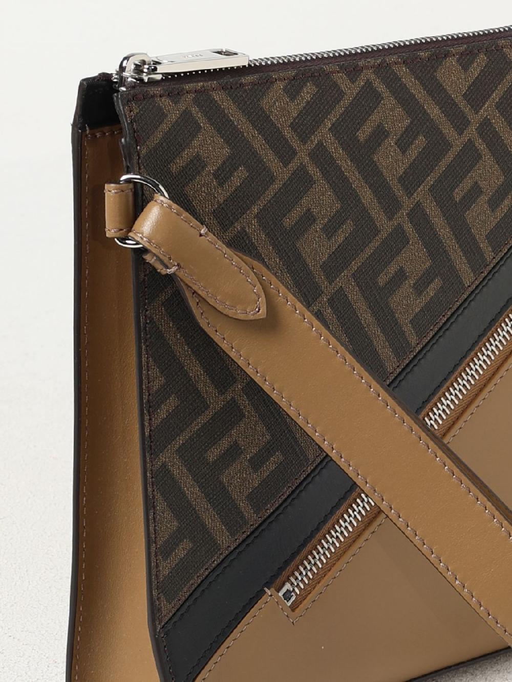 Giglio Clutch FF 1974 Fendi in pelle e cotone spalmato Ritorno libero