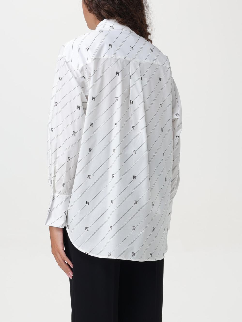 Giglio Camicia Elisabetta Franchi in popeline con stampa logo Vendita calda