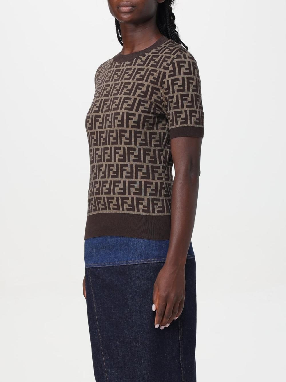 Giglio Top a girocollo in cotone FF Fendi Lightning offer