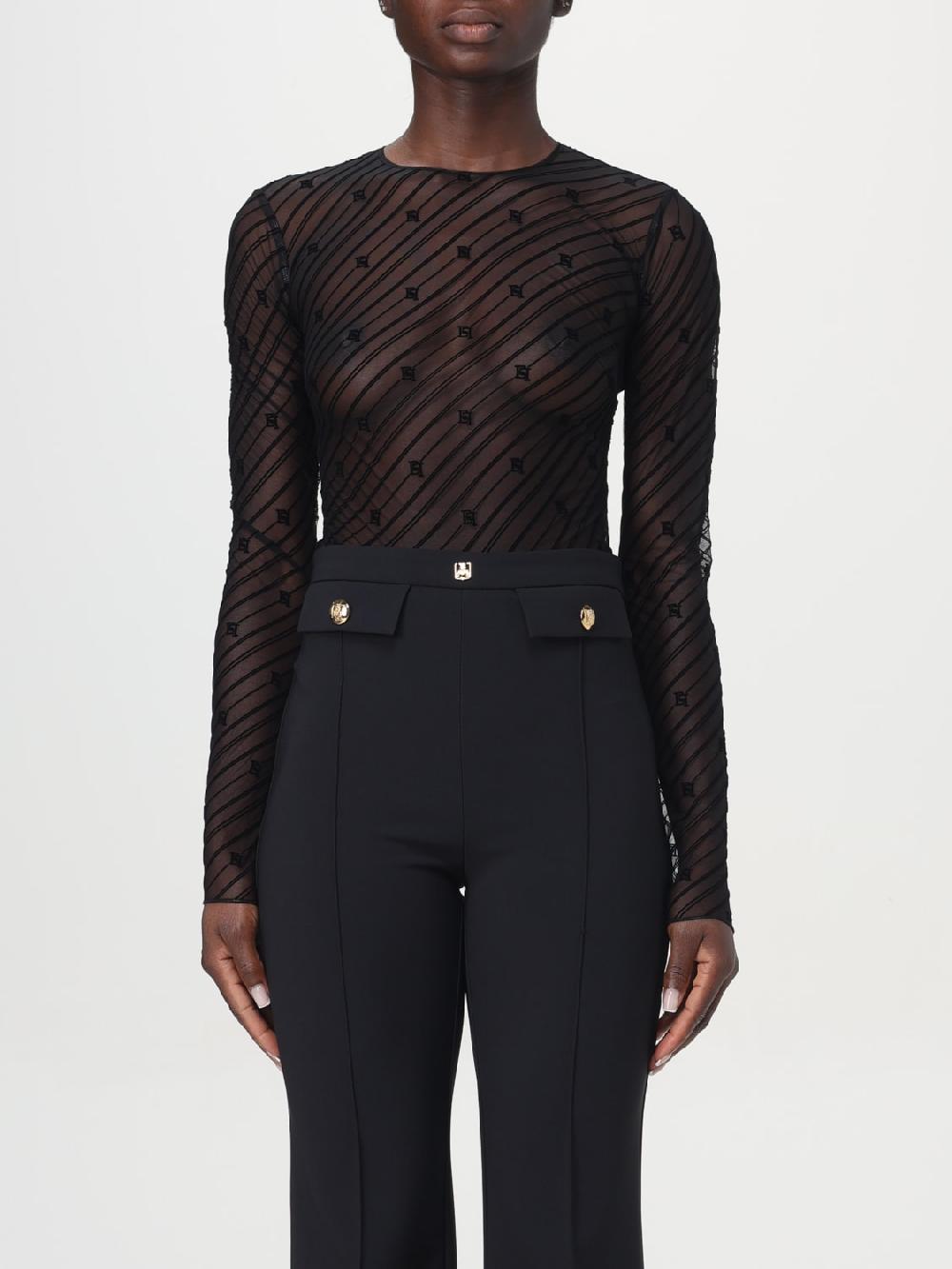 Giglio Body in tulle flock disegno diagonale Elisabetta Franchi Nuovi prodotti