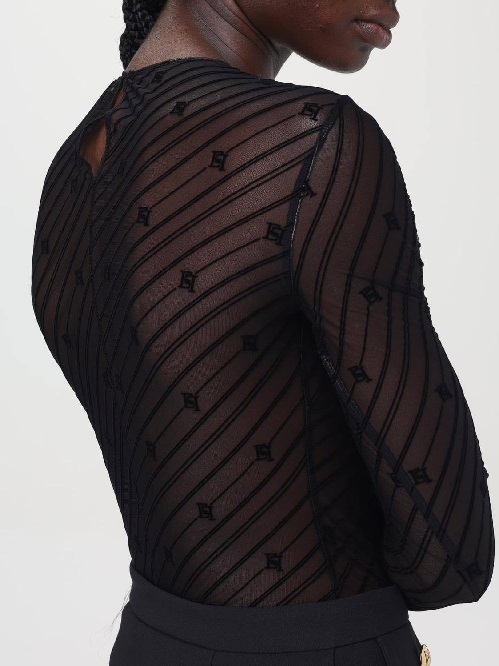Giglio Body in tulle flock disegno diagonale Elisabetta Franchi Nuovi prodotti