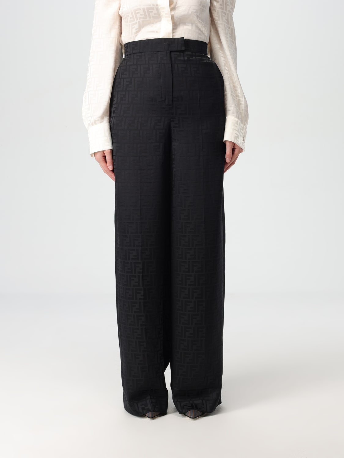 Giglio Pantalone Fendi in seta con monogram FF jacquard Novità
