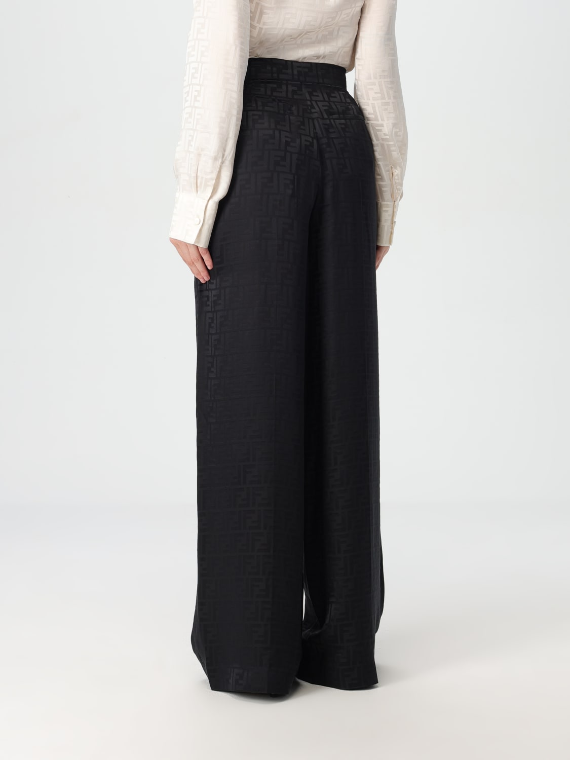 Giglio Pantalone Fendi in seta con monogram FF jacquard Novità