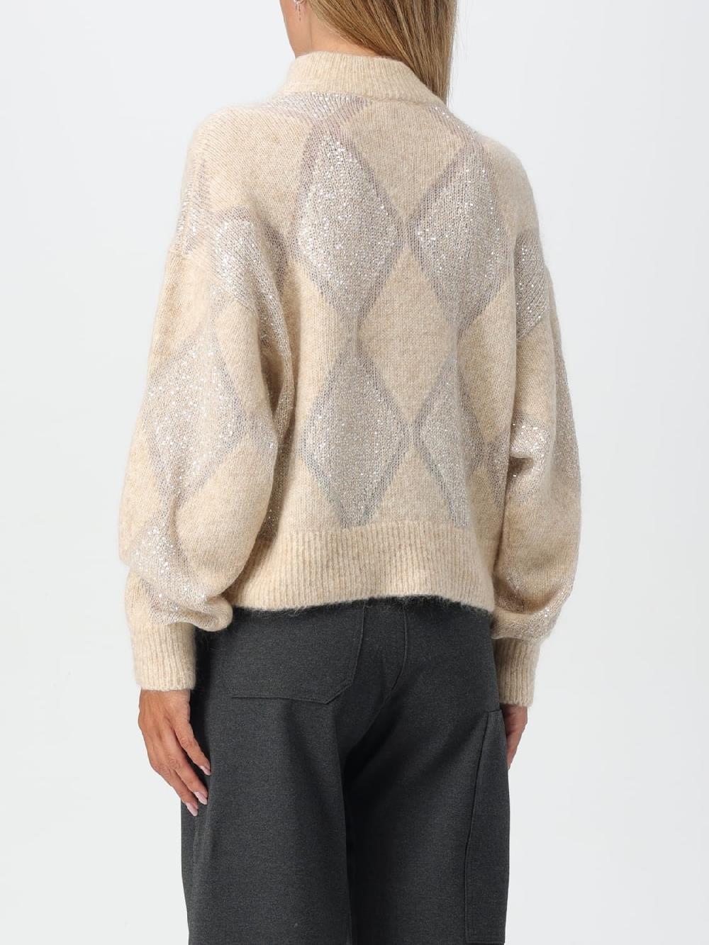 Giglio Maglione Brunello Cucinelli in lana con motivo a rombi jacquard Negozio online di fabbrica
