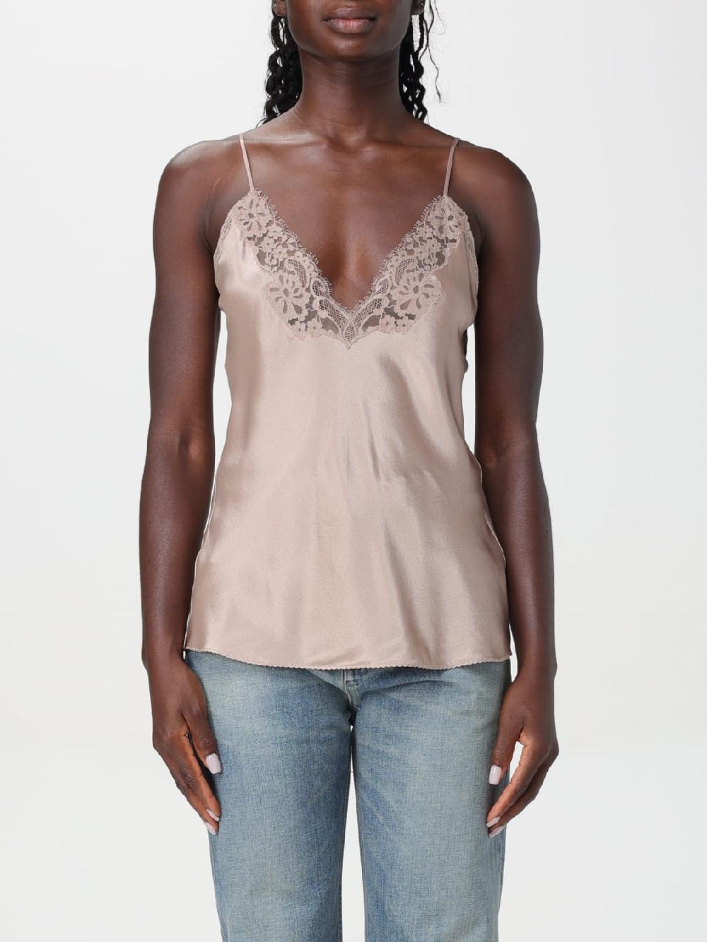 Giglio Top Saint Laurent in seta con pizzo Latest fashion