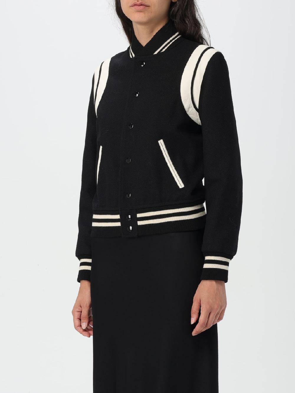 Giglio Bomber Saint Laurent in pelle di agnello e lana Sottocosto