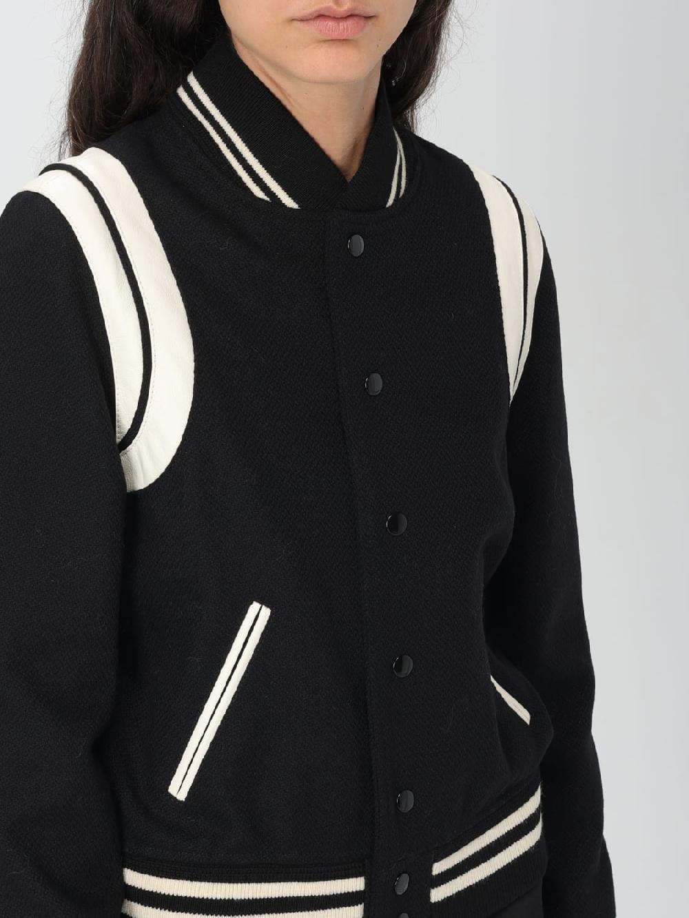 Giglio Bomber Saint Laurent in pelle di agnello e lana Sottocosto