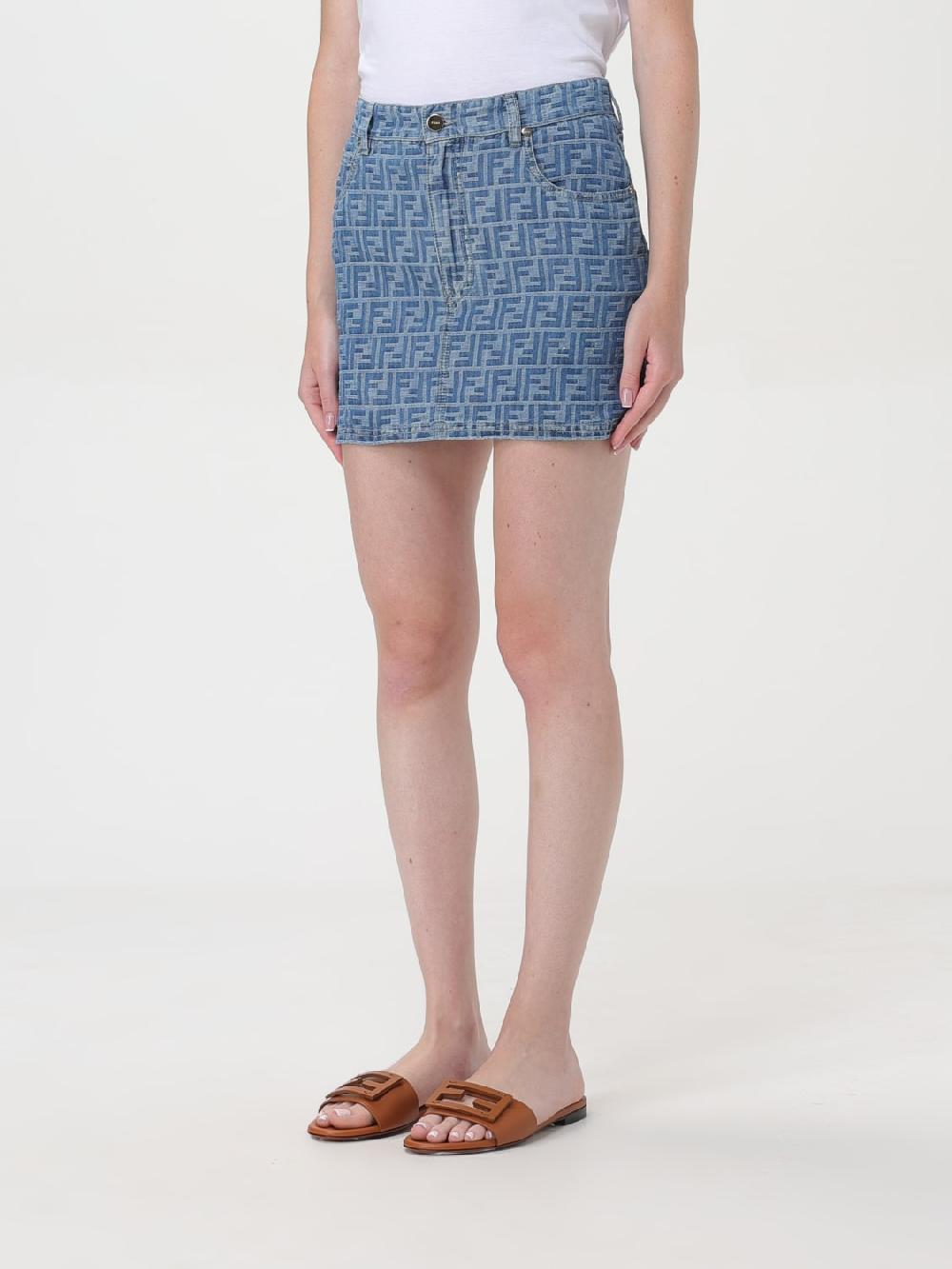 Giglio Gonna mini in denim FF Fendi Presa