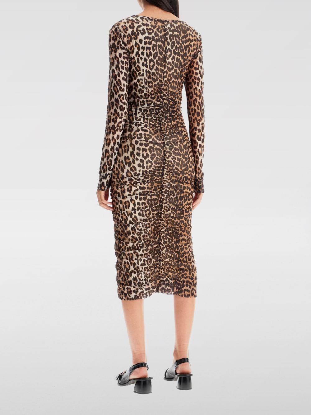 Giglio Abito Ganni in tessuto elasticizzato animalier Nuovo