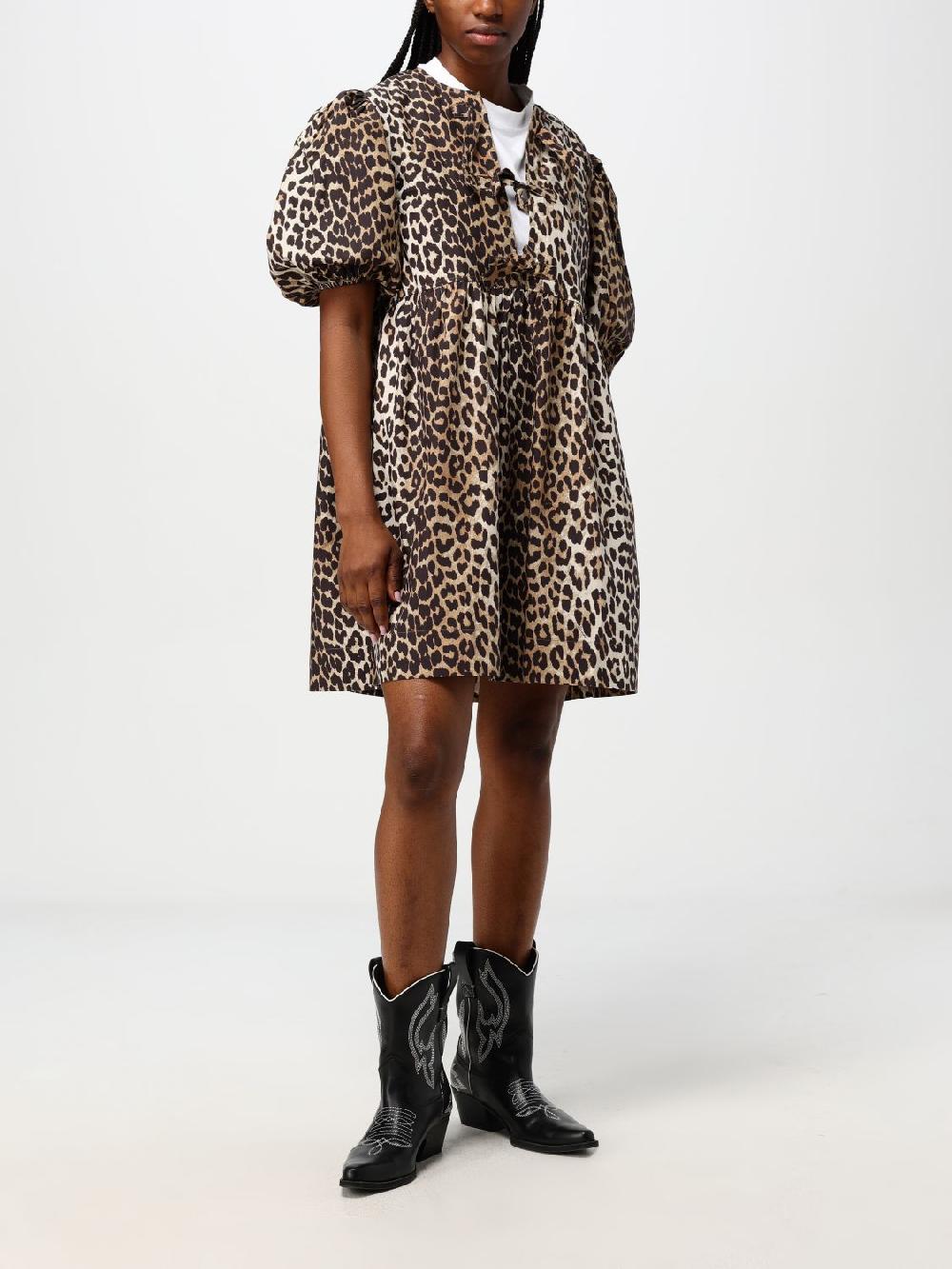 Giglio Abito Ganni in cotone animalier Black Friday Prezzi