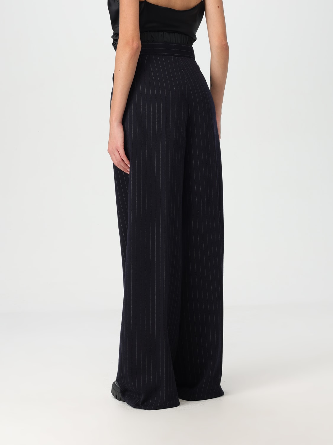Giglio Pantalone Piroghe Max Mara gessato in lana vergine Offerta speciale