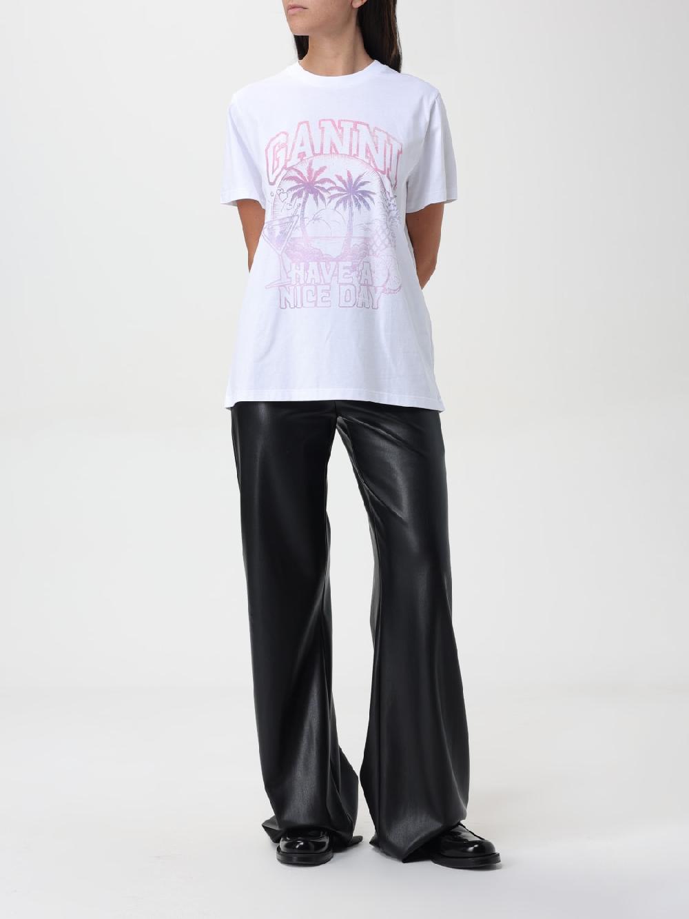 Giglio T-shirt di cotone Ganni con logo Offerta esclusiva
